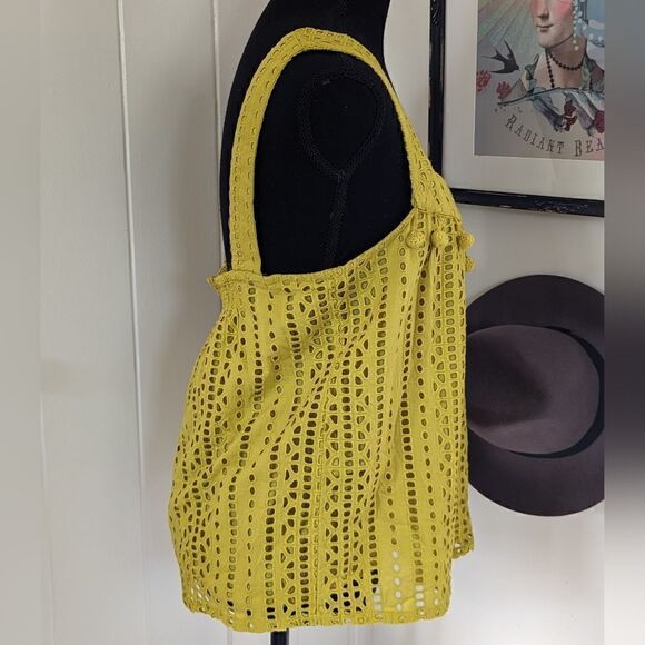 Sundance Eyelet Top S Cottagecore Coastal Boho Hippie Countryside Tropical - Picture 6 of 10